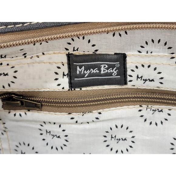 MW Myra Bags Hairon Flap Backpack‎ Purse Shoulder Hand Bag Recycled Canvas EUC - Picture 9 of 12